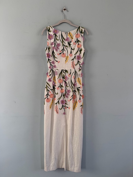 NWT Antonio Melani Halo Linen Floral Embroidered White Sleeveless Midi Dress - Picture 3 of 6
